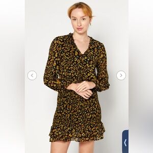 Lost + Wander Animal Print Smocked Mini Dress, Black Combo